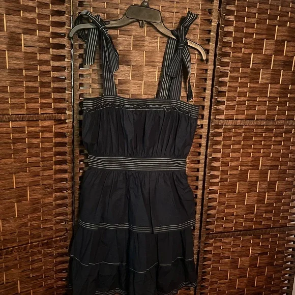 NWOT Elegant Navy Blue Sugar Lips Striped Dress - Picture 1 of 7